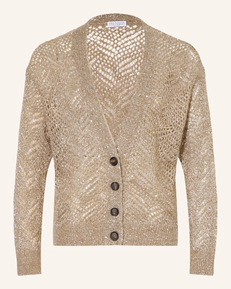 Brunello Cucinelli Strickjacke Mit Pailletten braun Hellbraun