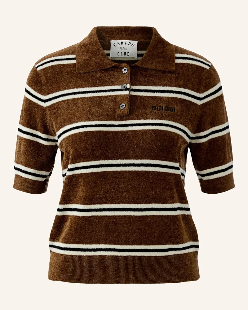Oui  Strick-Poloshirt braun Braun