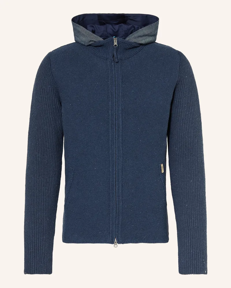 Luis Trenker Strickjacke Luwallace Mit Abnehmbarer Kapuze blau Dunkelblau