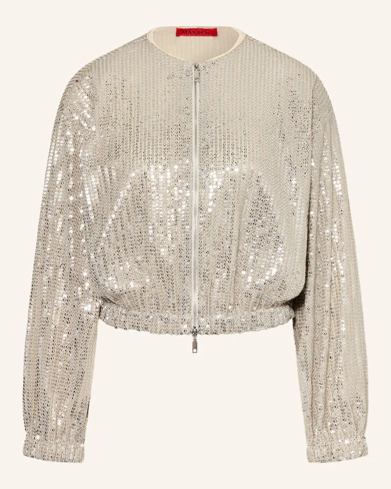 MAX&Co. Blouson Coarte Mit Pailletten silber Beige