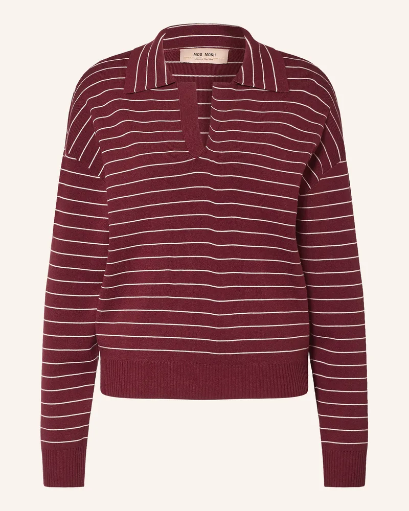 Mos Mosh Strick-Poloshirt Mmaliz rot Dunkelrot