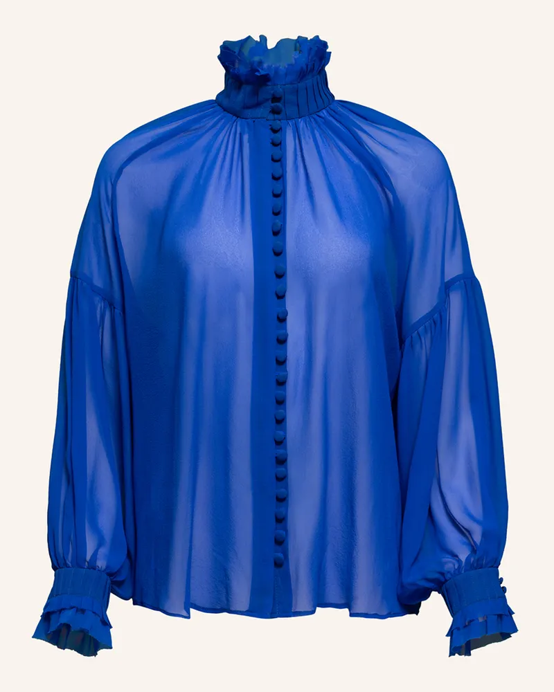 Helene Galwas Langarm Bluse Aus Chiffonseide Babett blau Blau