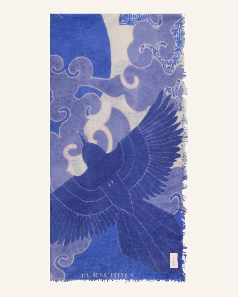 Puschoen Cashmere-Schal Himmelsflug blau Blau