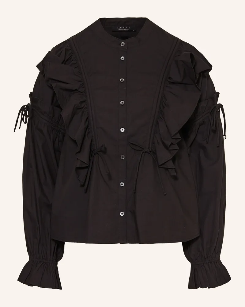 AllSaints Bluse LULU mit Volants Schwarz
