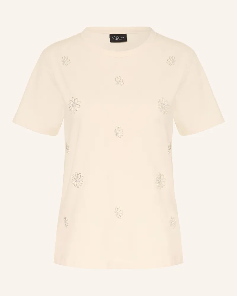 S.Oliver T-Shirt mit Schmucksteinen Creme