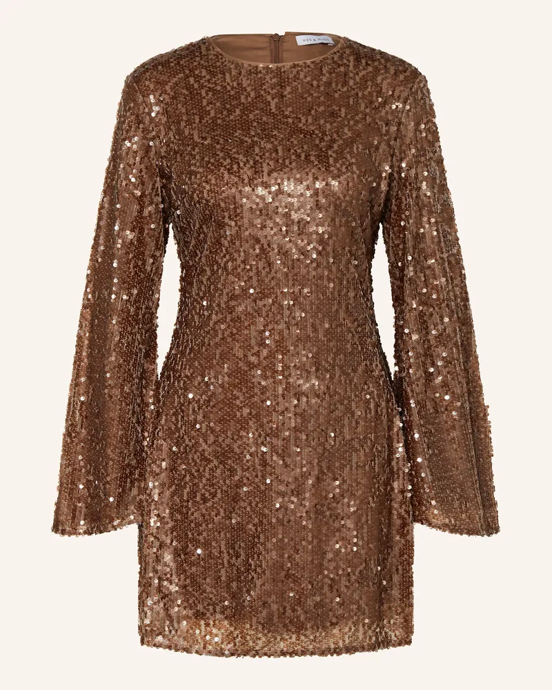 Mrs & HUGS Kleid mit Pailletten Dunkelbraun