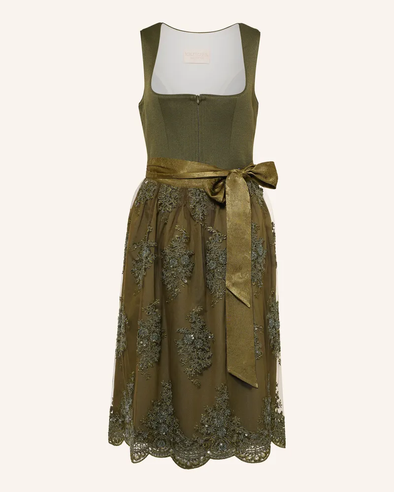 Krüger Dirndl Leonore Mit Schmucksteinen Und Pailletten gruen Oliv