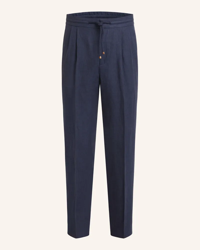 Brunello Cucinelli Anzughose Leisure Fit aus Leinen Dunkelblau
