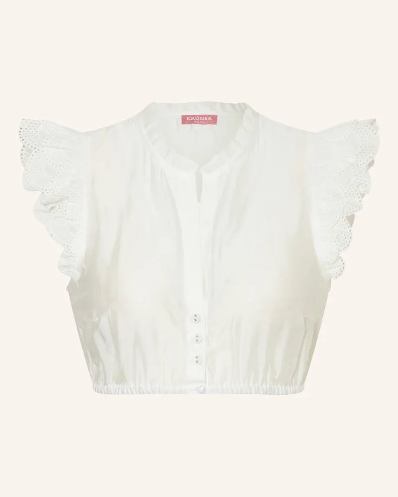 Krüger Dirndlbluse Eve Aus Lochspitze Mit Rüschen weiss Weiss