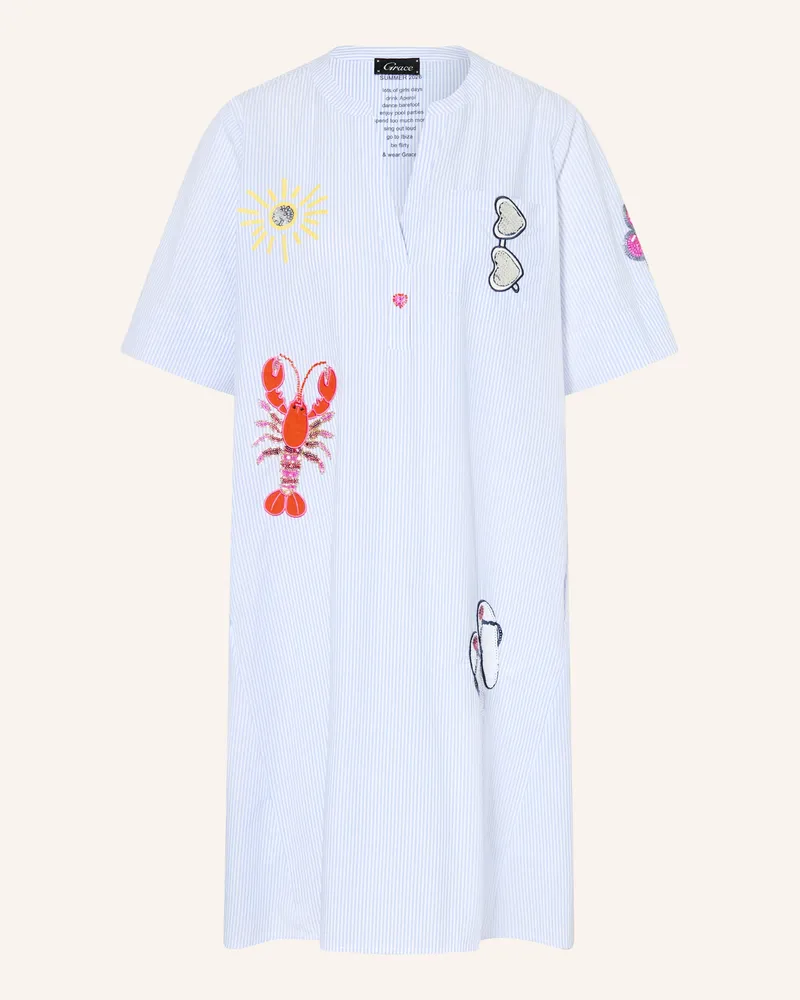 Grace Kleid mit Schmuckperlen und Pailletten Hellblau