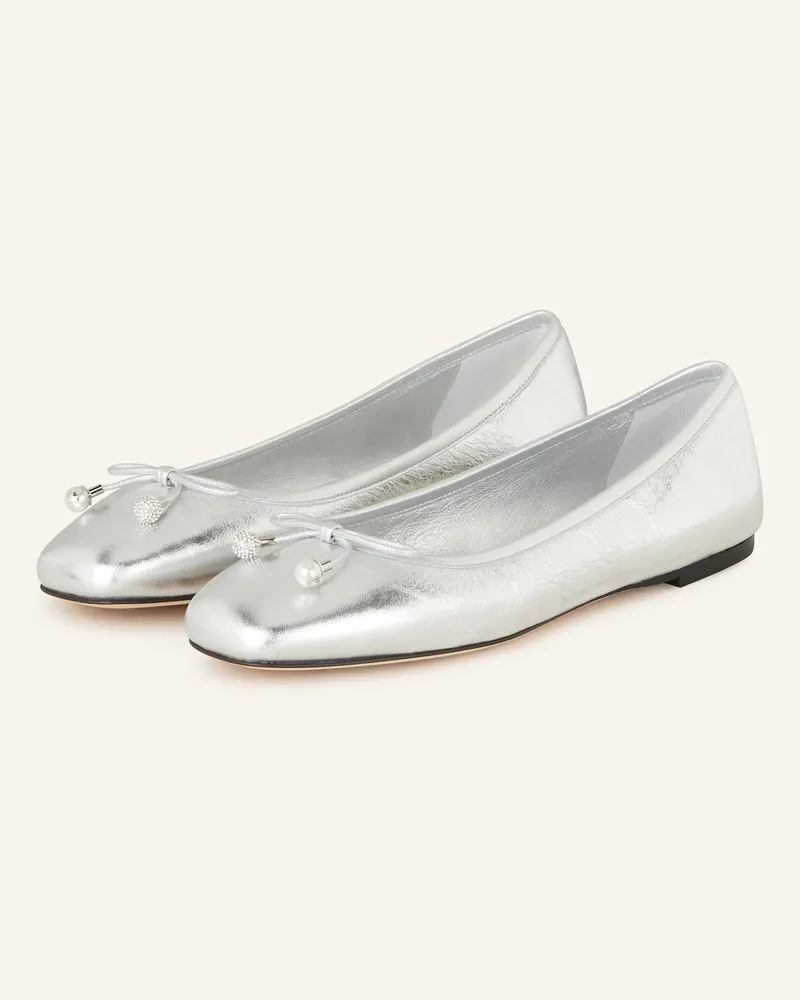 Jimmy Choo Ballerinas ELME mit Schmuckperlen Silber