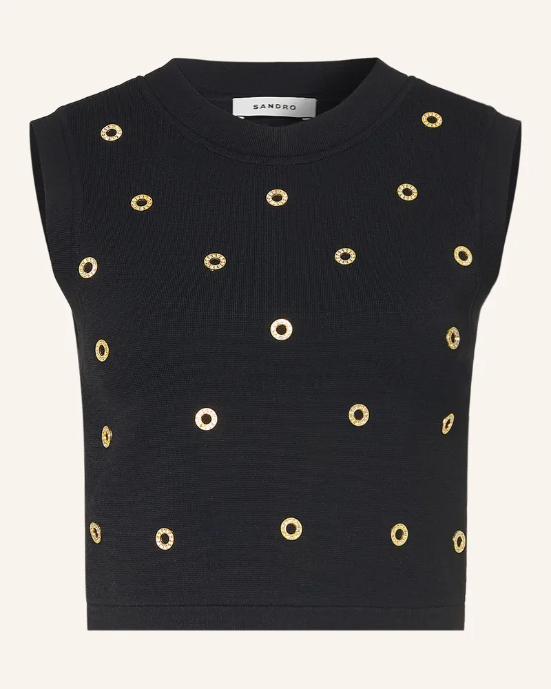 Sandro Cropped-Top Mit Nieten Und Schmucksteinen schwarz Schwarz