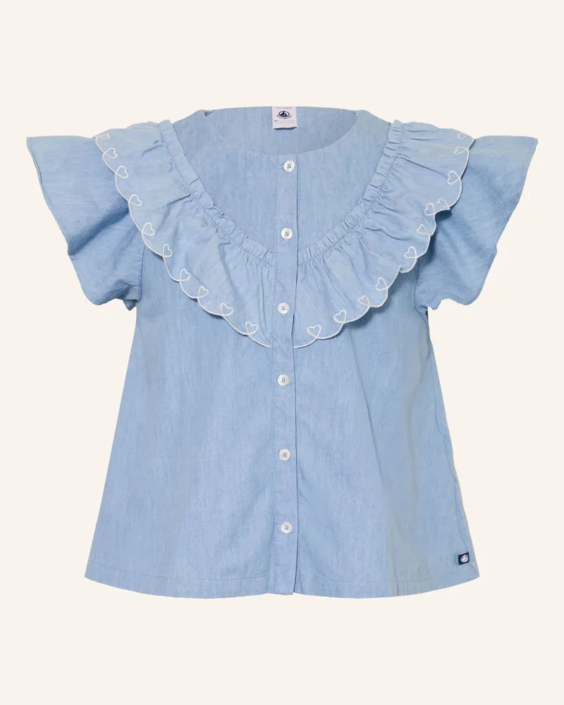 Petit Bateau Bluse Mit Rüschen blau Hellblau