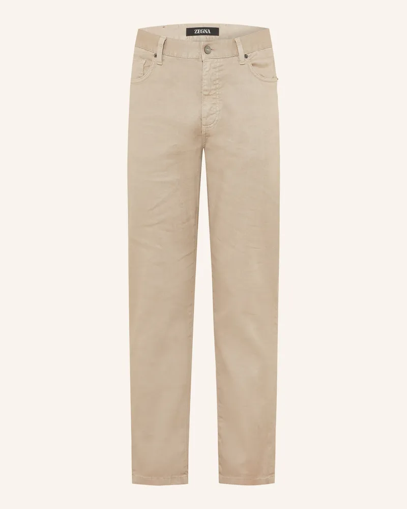 Ermenegildo Zegna Hose Slim Fit Mit Leinen beige N02