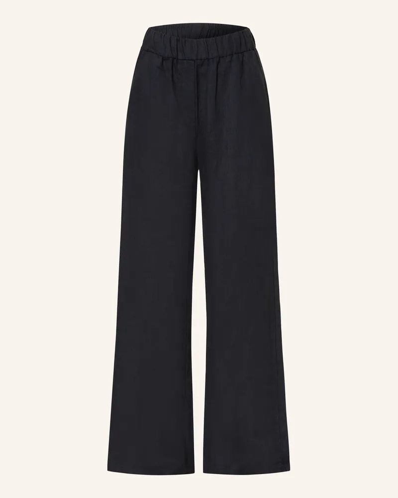 Darling Harbour Marlenehose aus Leinen Schwarz