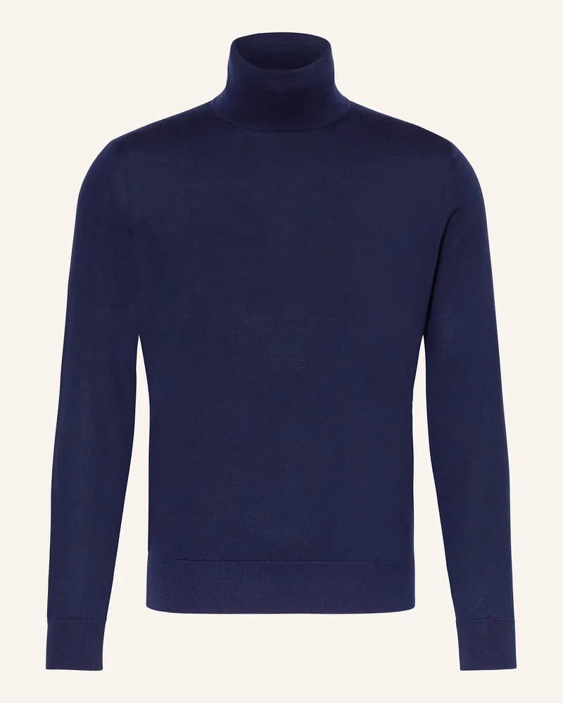 Ermenegildo Zegna Rollkragenpullover aus Cashmere mit Seide Dunkelblau