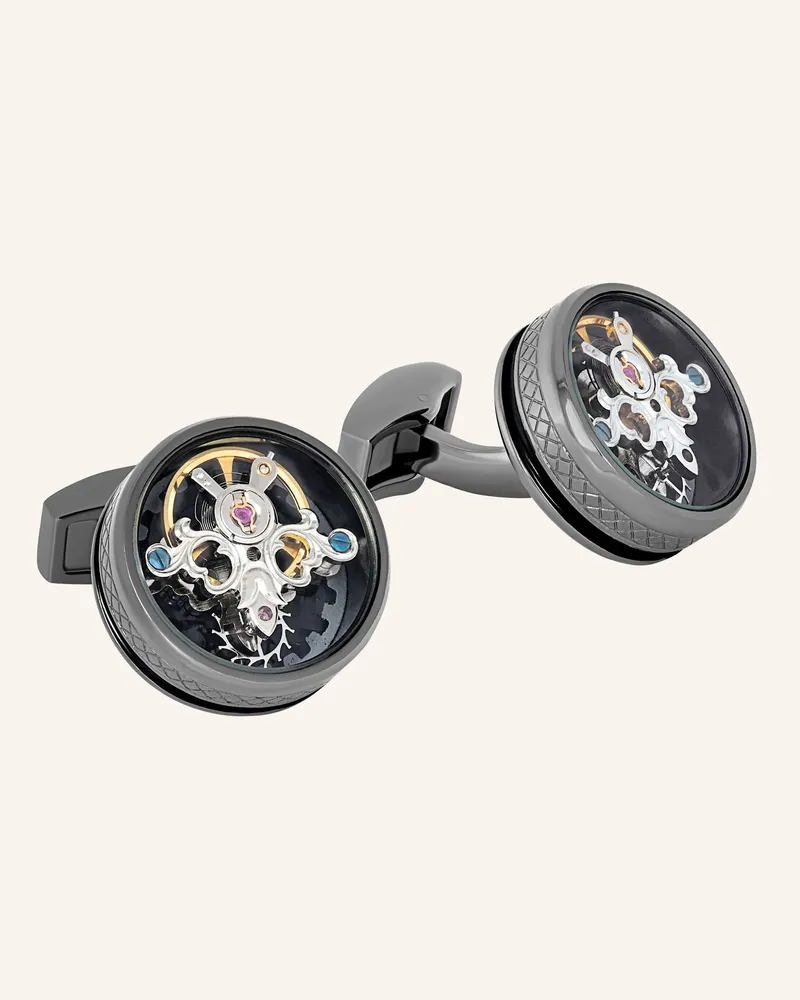 Tateossian Manschettenknöpfe Tourbillon Gear schwarz Schwarz