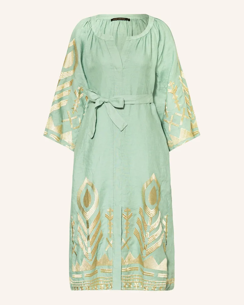 Greek Archaic Kori Strandkleid FEATHER mit Glitzergarn Hellgrün