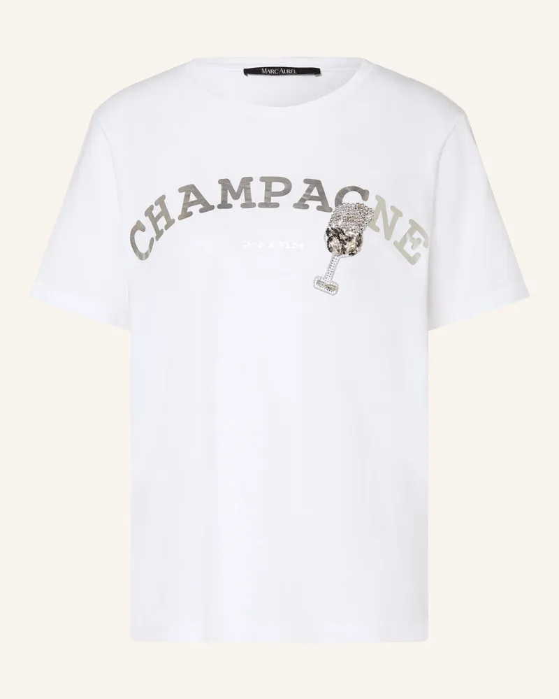 MARC AUREL T-Shirt mit Schmucksteinen Weiss