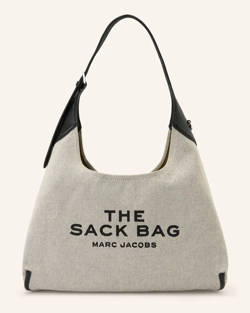 Marc Jacobs Schultertasche The Leather-Trim Canvas Belted Sack Bag schwarz Beige