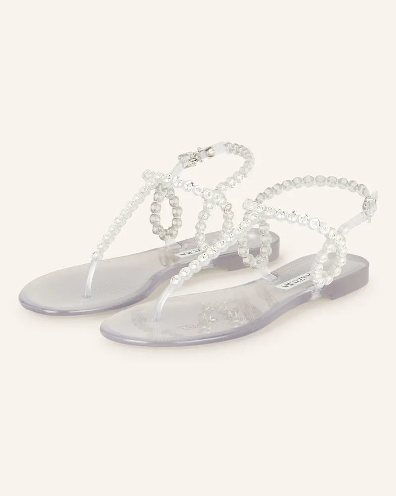 Aquazzura Zehentrenner Almost Bare Crystal Jelly Mit Schmucksteinen weiss Trs