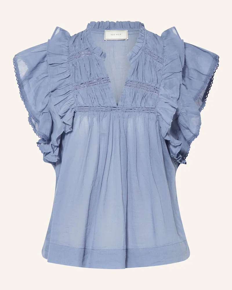 Neo Noir Blusentop JAYLA mit Spitze und Rüschen Blau