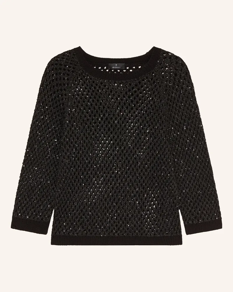 monari Pullover mit 3/4-Arm und Pailletten Schwarz