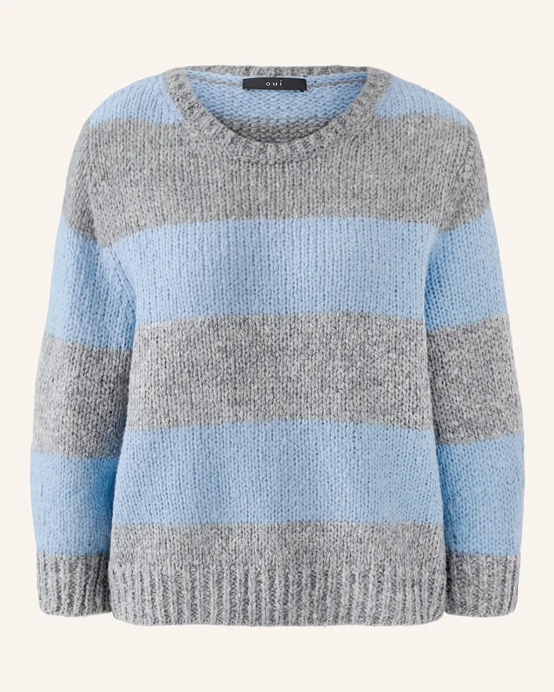 Oui  Pullover Mit 3/4-Arm grau Hellblau