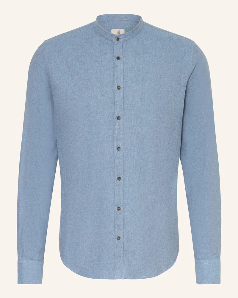 Q1 Hemd Regular Fit mit Stehkragen Blaugrau