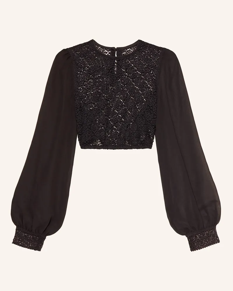 Johann & Johanna Dirndlbluse mit Lochspitze Schwarz