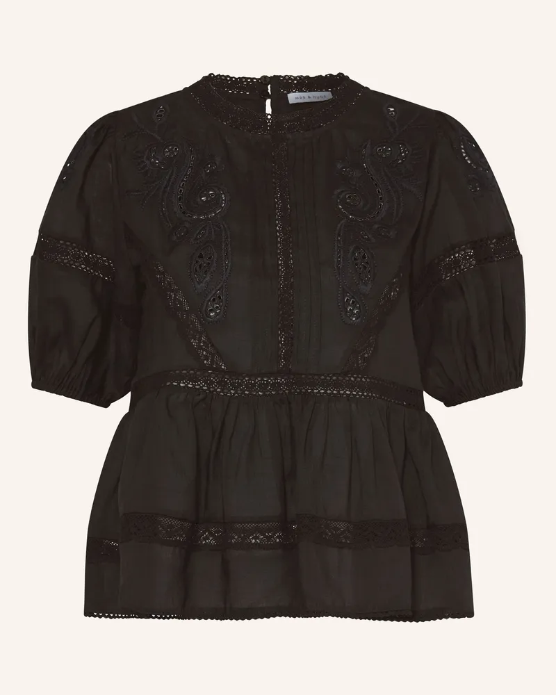 Mrs & HUGS Blusenshirt Aus Lochspitze schwarz Schwarz
