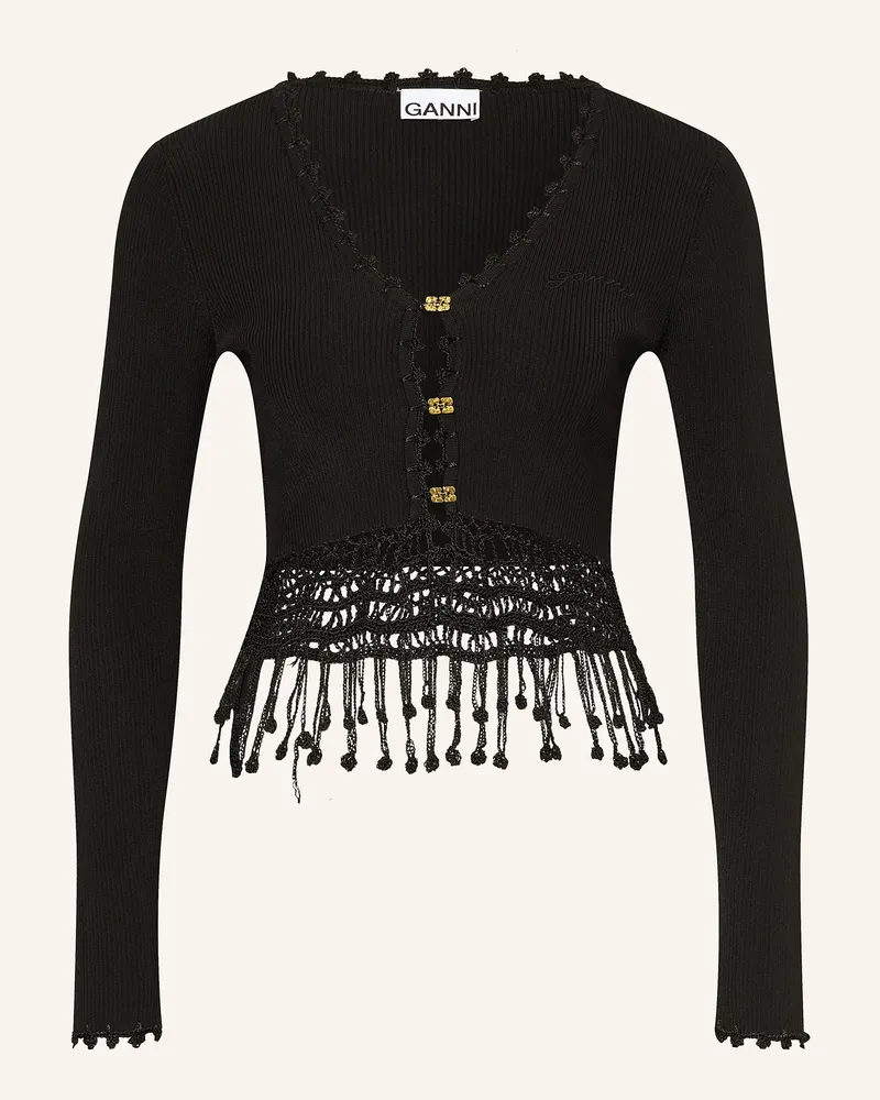 Ganni Strickjacke SHINY Schwarz
