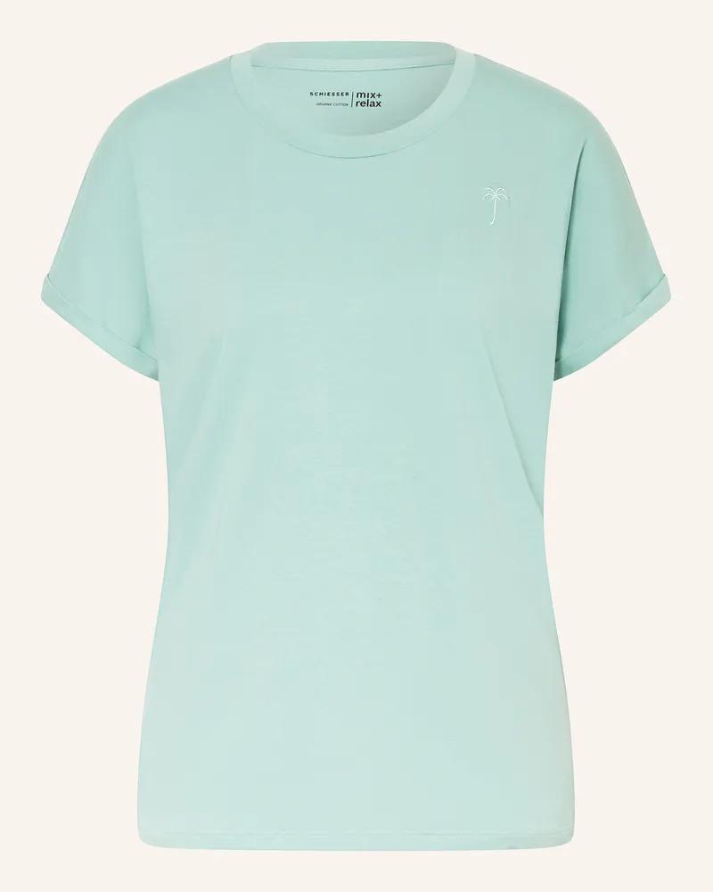 Schiesser Schlafshirt Mix+Relax blau Mint