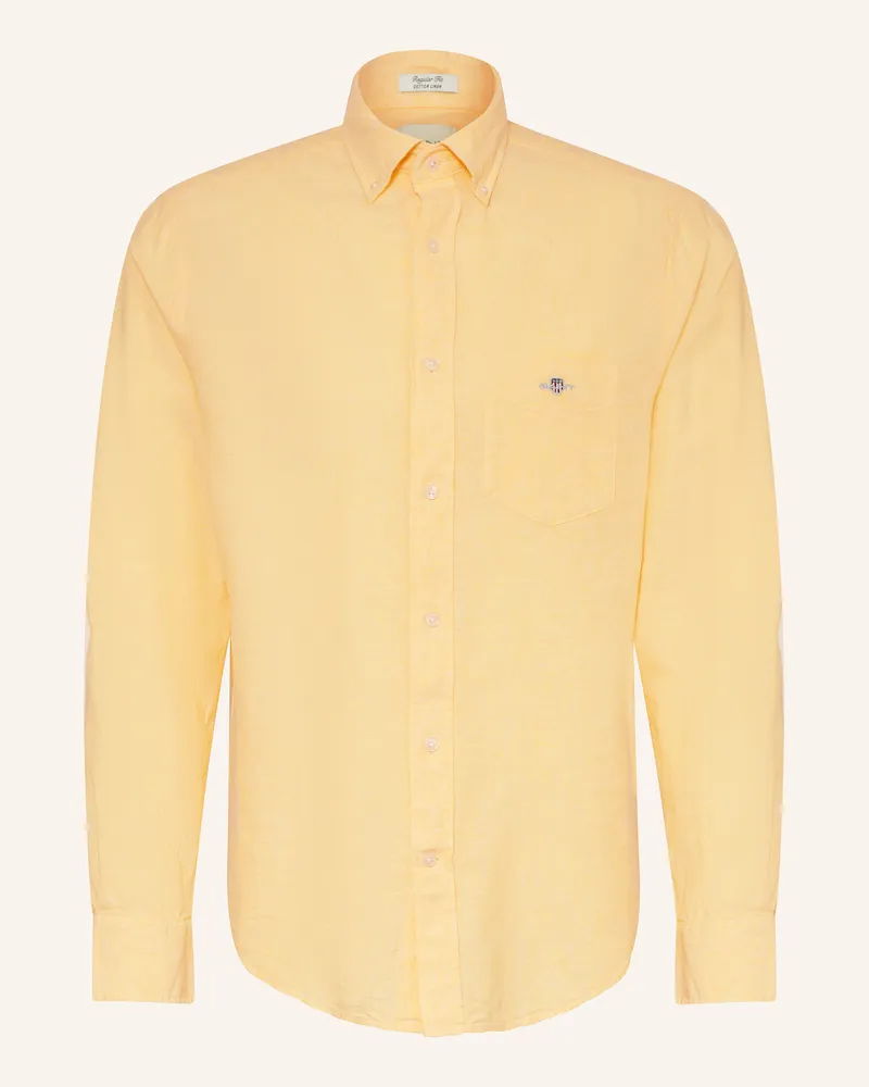 Gant Hemd Regular Fit mit Leinen Gelb