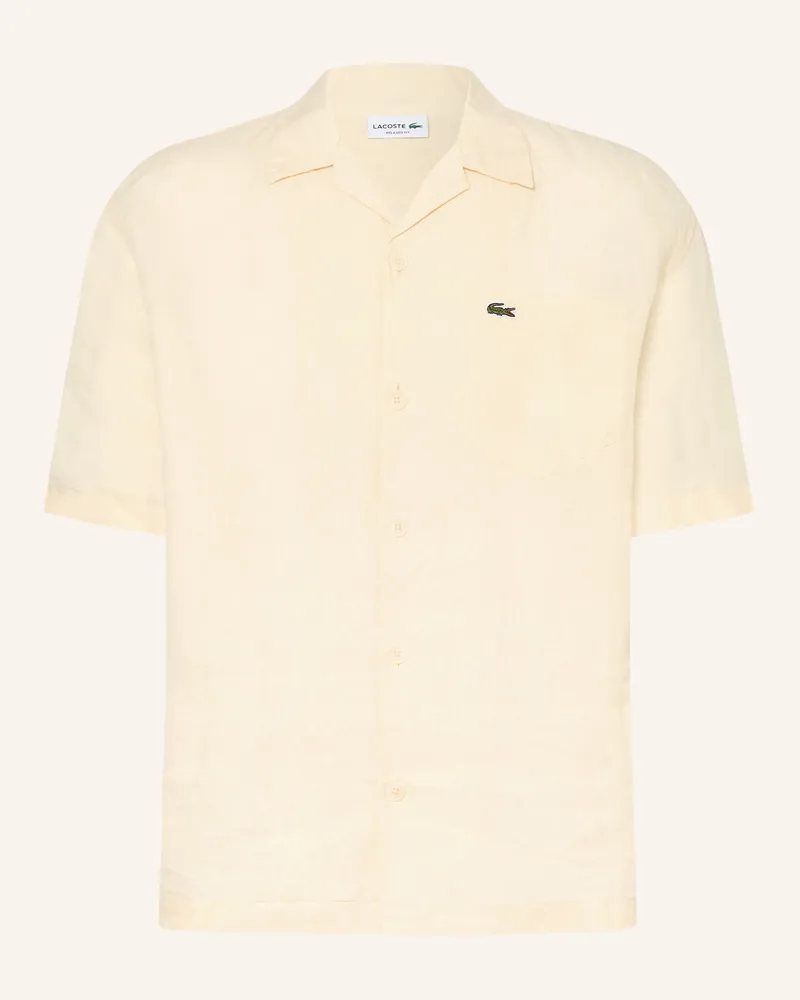 Lacoste Resorthemd Comfort Fit Aus Leinen beige Hellgelb