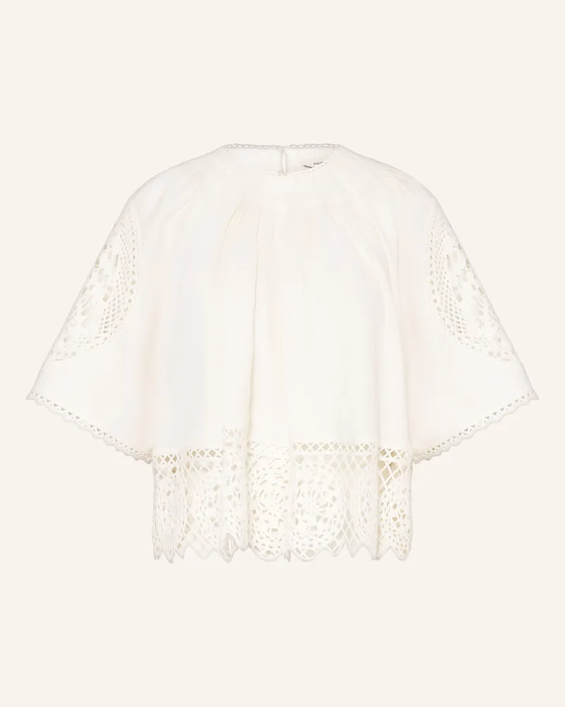Reiss Blusenshirt CARINE aus Leinen mit Lochspitze Ecru