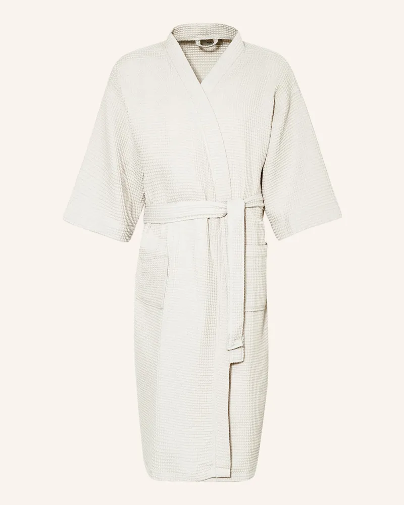 Hay Unisex-Bademantel WAFFLE mit 3/4-Arm Hellgrau