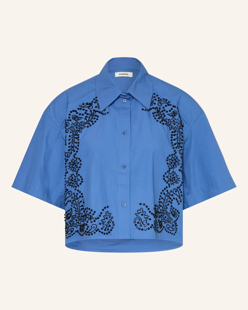 Sandro Hemdbluse mit Schmucksteinen Blau
