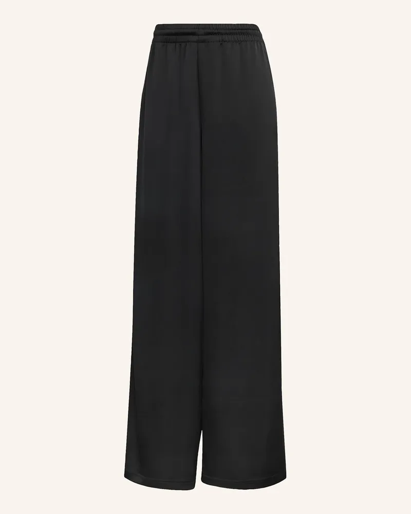 adidas ADIDAS ORIGINALS SATIN WIDE LEG HOSE MIT RÜSCHEN 3-STREIFEN Schwarz