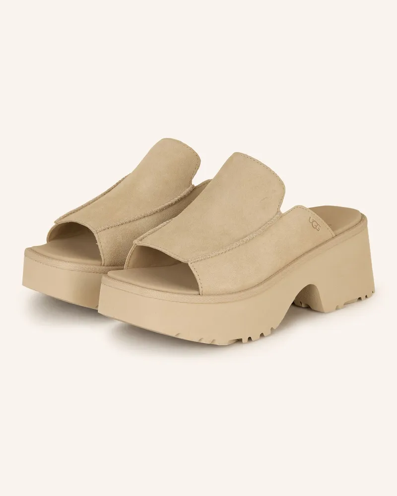UGG Plateau-Pantoletten Hellbraun