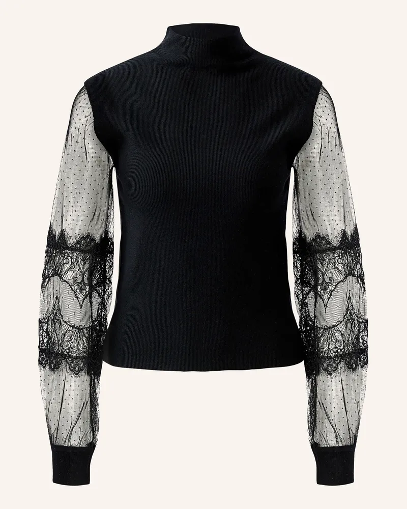 Oui  Pullover Im Materialmix Mit Spitze schwarz Schwarz