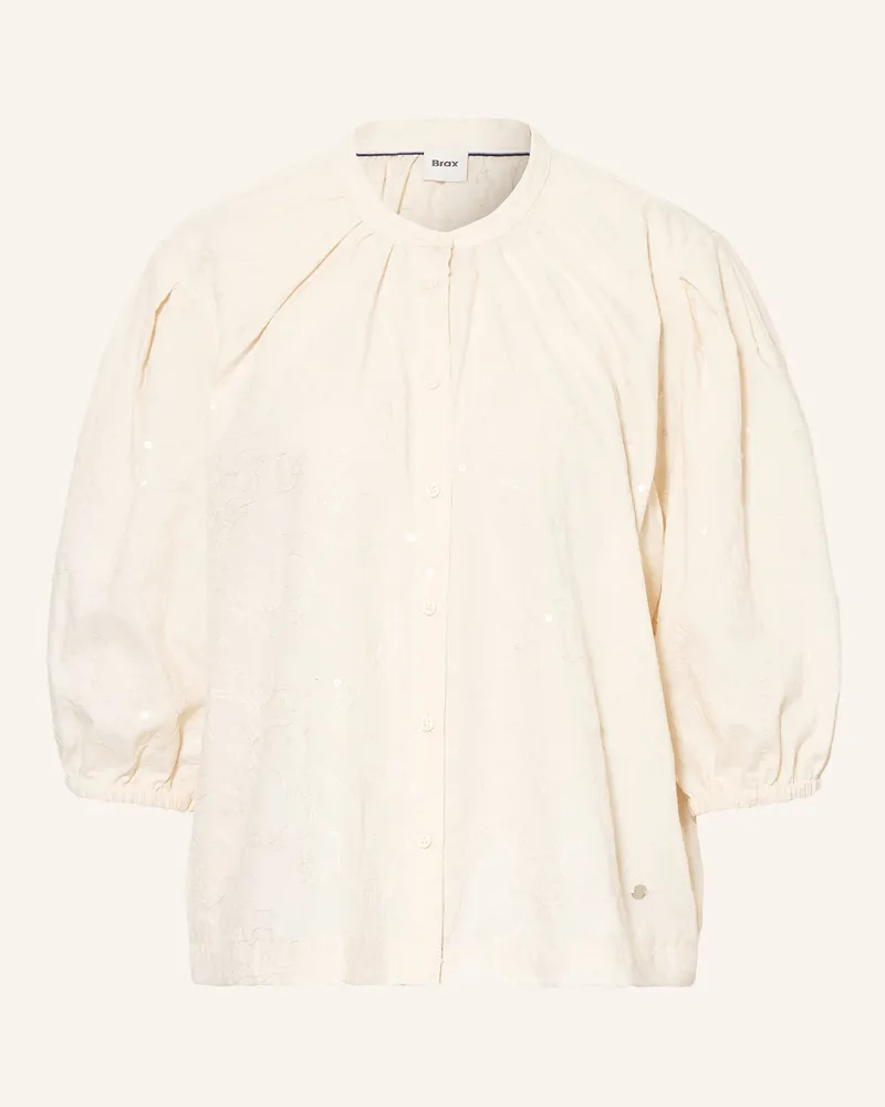 Brax Bluse Viv Mit Pailletten Und 3/4-Arm weiss Ecru