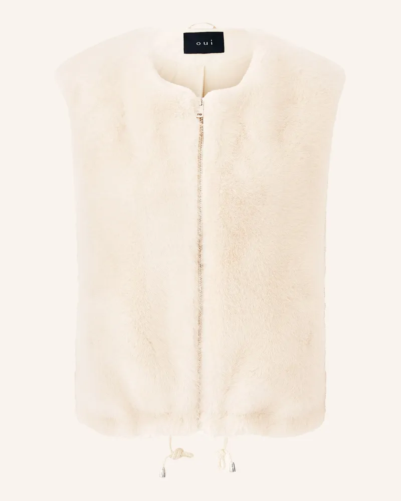 Oui  Kunstfell-Weste weiss Ecru