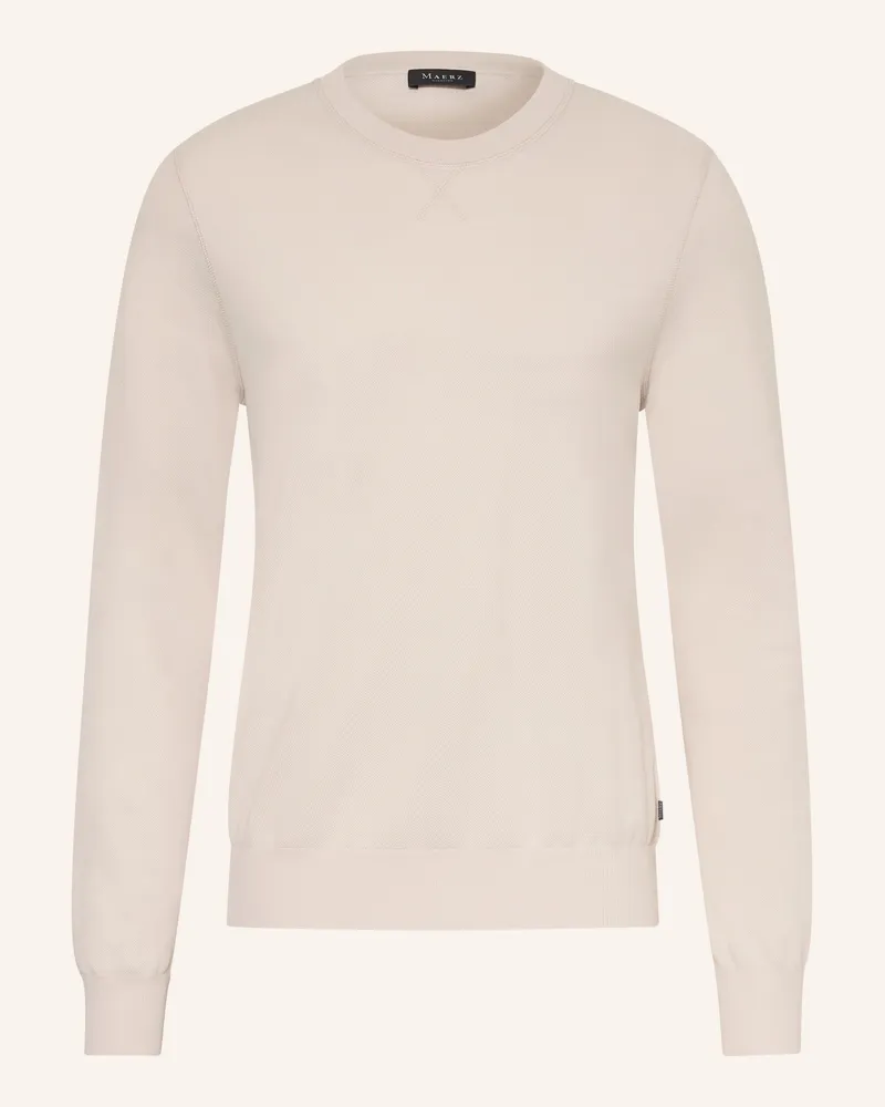 Maerz Piqué-Longsleeve weiss Creme