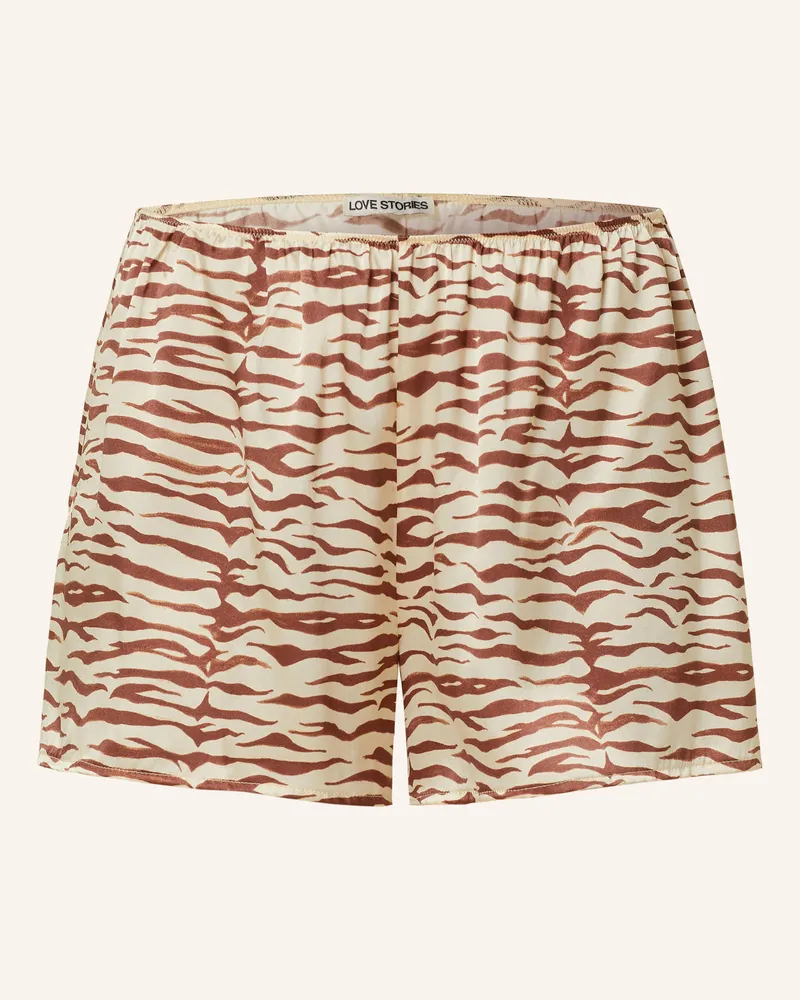 LOVE Stories Schlafshorts JOHNNY aus Satin Ecru