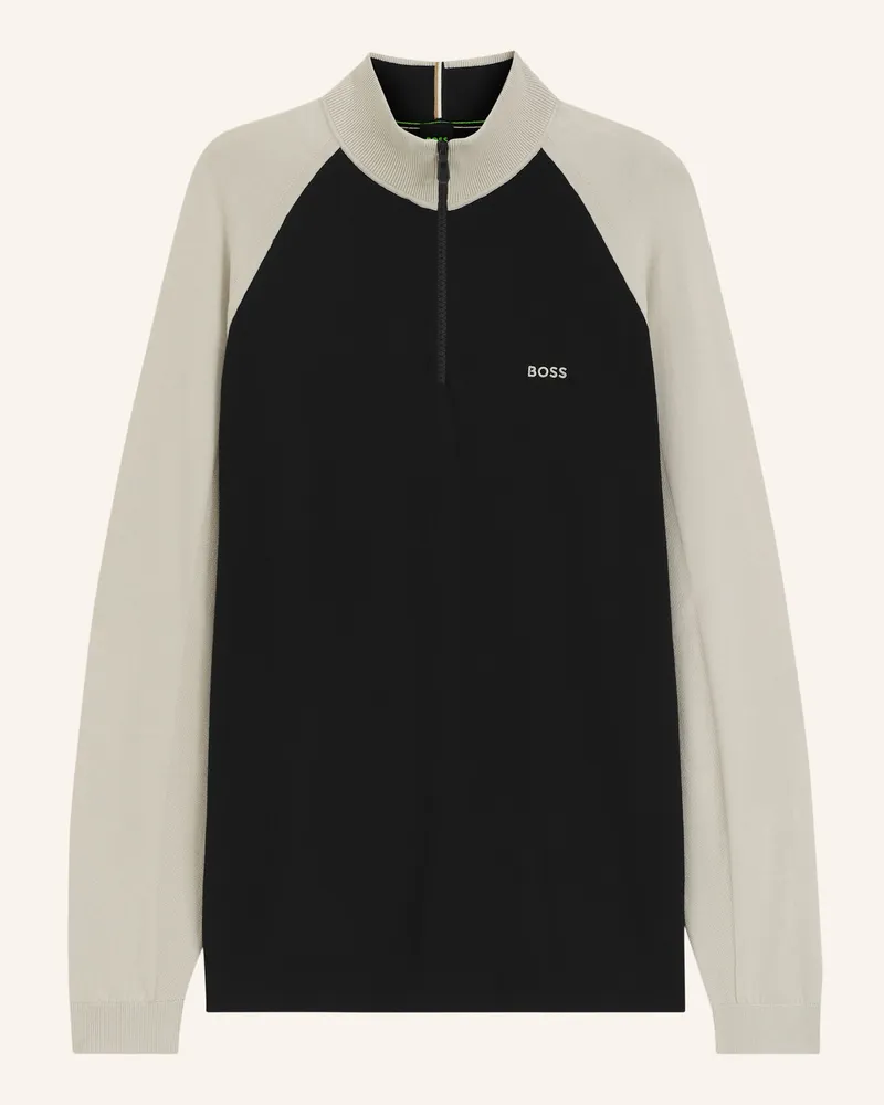 HUGO BOSS Pullover Kn_Goc Swing Qz Regular Fit schwarz Schwarz