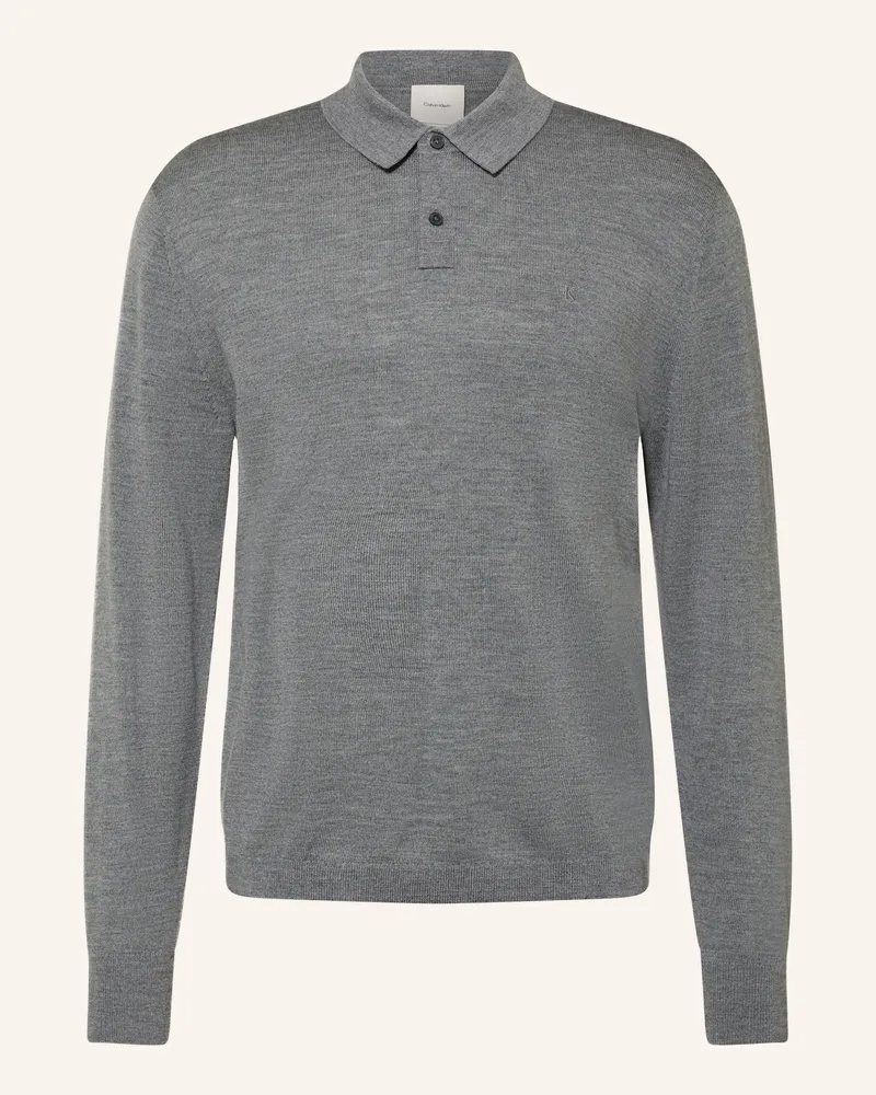 Calvin Klein Strick-Poloshirt grau Grau