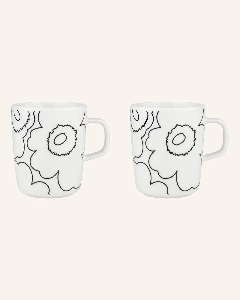 Marimekko 2er-Set Henkelbecher OIVA/PIIRTO UNIKKO Weiss