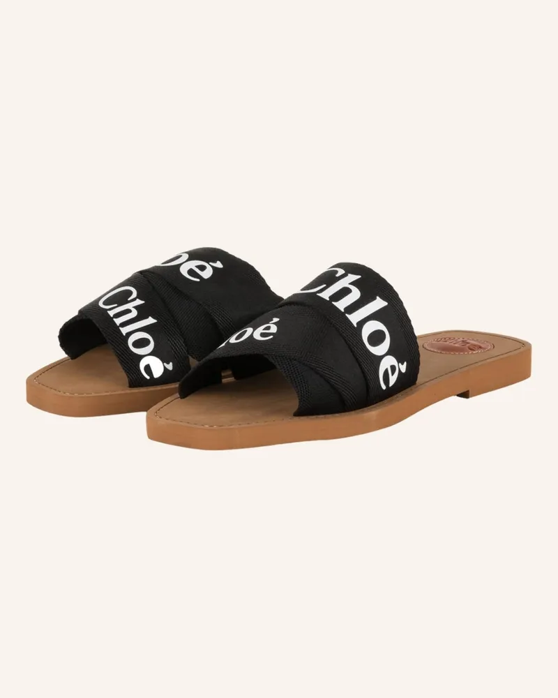 Chloé Pantoletten Woody schwarz Schwarz