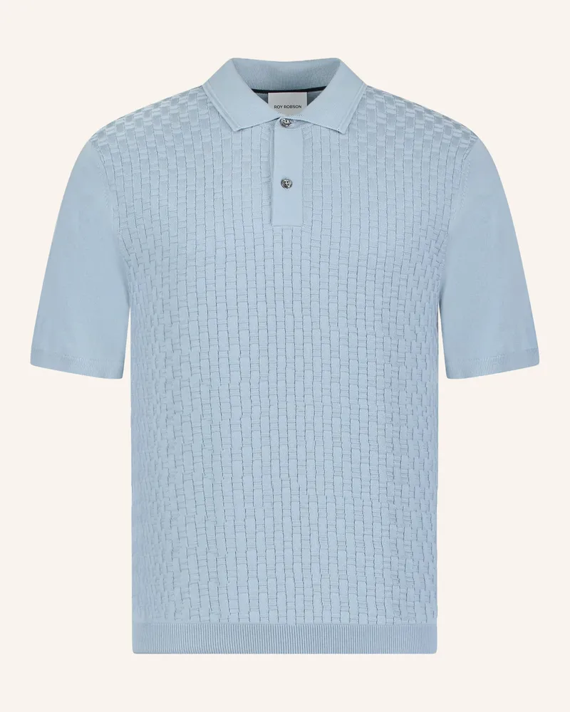 Roy Robson Strick-Poloshirt Hellblau